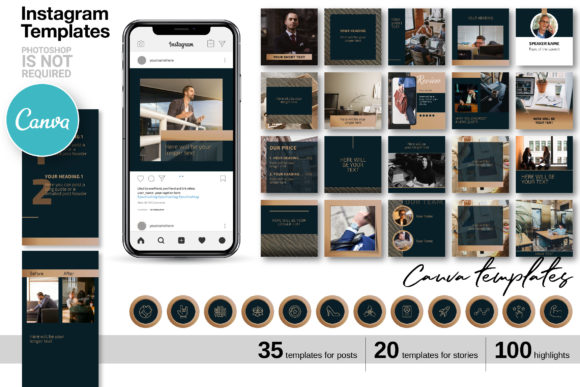 Download Dark Blue CANVA Instagram Template 69 - Premium Resources