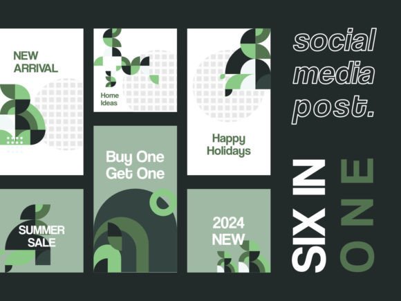 Download 6 Media Social Templates Green Themes V2 - Social templates Collection